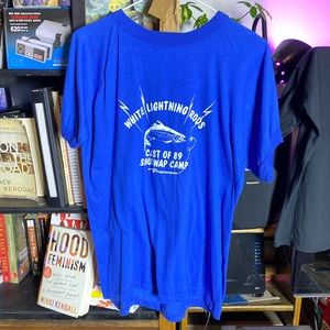 Vintage paper thin “white lightning rods” fishing tee